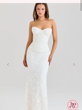 House of CB Strapless White Lace Corset Gown